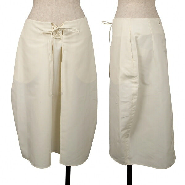 JIL SANDER NAVY Front Lace-Up Polyester Skirt White Size 36