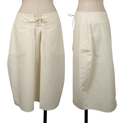 JIL SANDER NAVY Front Lace-Up Polyester Skirt White Size 36