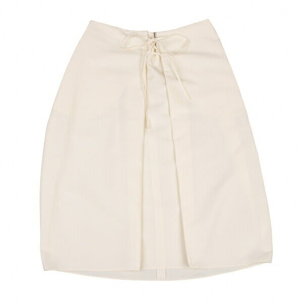 JIL SANDER NAVY Front Lace-Up Polyester Skirt White Size 36