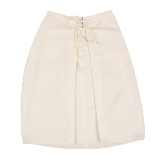 JIL SANDER NAVY Front Lace-Up Polyester Skirt White Size 36
