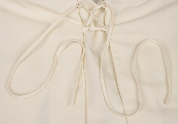 JIL SANDER NAVY Front Lace-Up Polyester Skirt White Size 36
