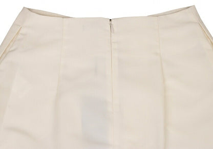 JIL SANDER NAVY Front Lace-Up Polyester Skirt White Size 36