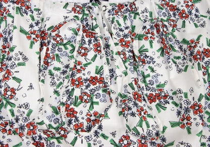 JIL SANDER NAVY Cotton Floral Print White Multi Skirt Size 42