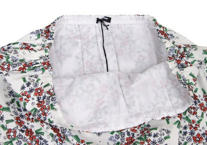 JIL SANDER NAVY Cotton Floral Print White Multi Skirt Size 42