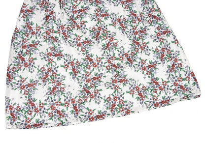 JIL SANDER NAVY Cotton Floral Print White Multi Skirt Size 42