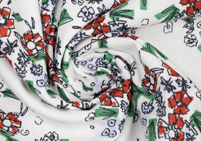 JIL SANDER NAVY Cotton Floral Print White Multi Skirt Size 42