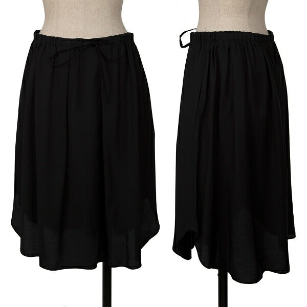 JIL SANDER NAVY Rayon Silk Waist Cord Skirt Black Size 44