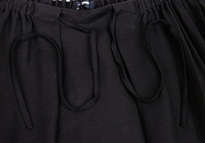 JIL SANDER NAVY Rayon Silk Waist Cord Skirt Black Size 44