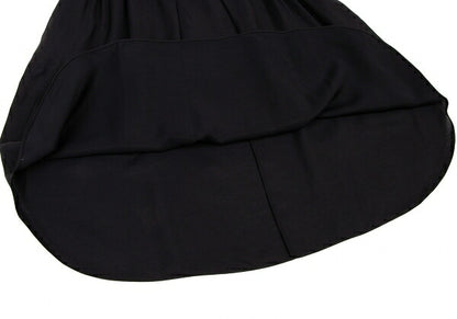 JIL SANDER NAVY Rayon Silk Waist Cord Skirt Black Size 44