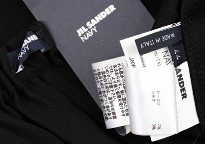 JIL SANDER NAVY Rayon Silk Waist Cord Skirt Black Size 44