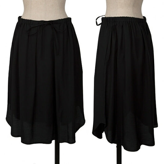 JIL SANDER NAVY Rayon Silk Waist Cord Skirt Black Size 38