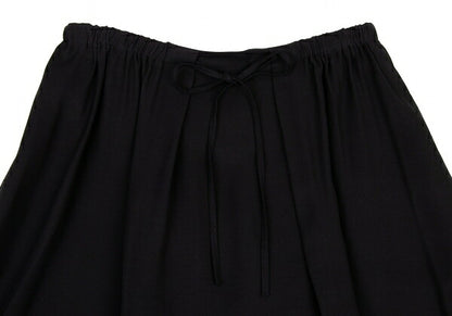 JIL SANDER NAVY Rayon Silk Waist Cord Skirt Black Size 38