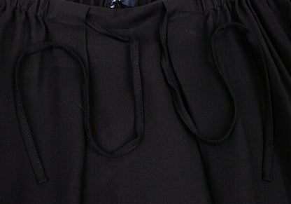 JIL SANDER NAVY Rayon Silk Waist Cord Skirt Black Size 38