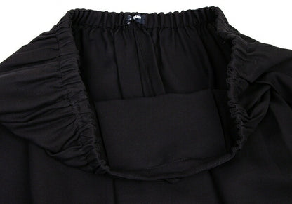 JIL SANDER NAVY Rayon Silk Waist Cord Skirt Black Size 38