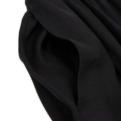 JIL SANDER NAVY Rayon Silk Waist Cord Skirt Black Size 38