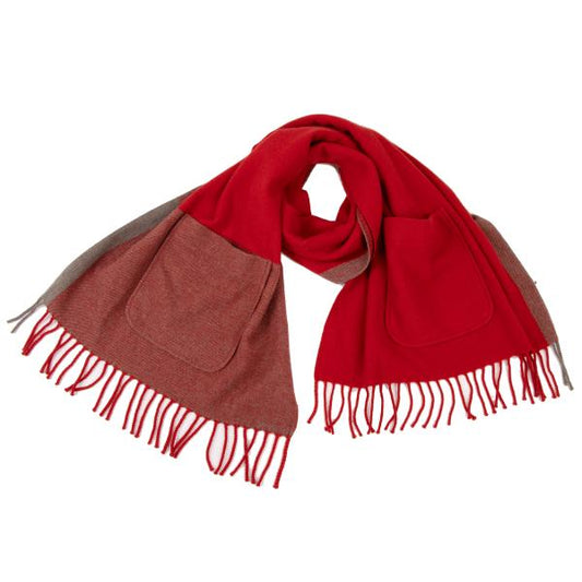 Plantation Wool Fringe Stole Red/Gray