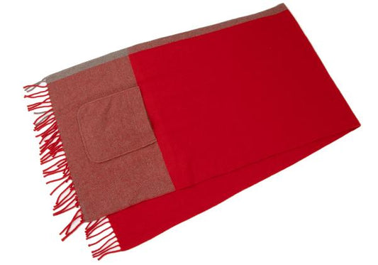 Plantation Wool Fringe Stole Red/Gray