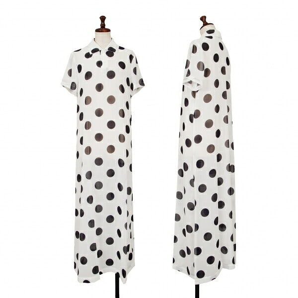 COMME des GARCONS Polka Dot Sheer Dress White Black Size M