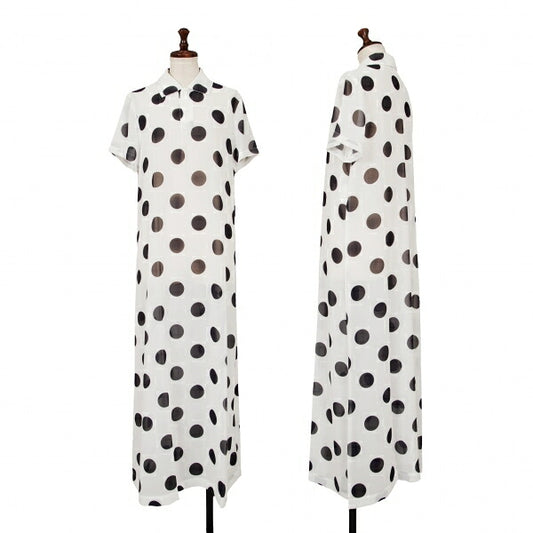 COMME des GARCONS Polka Dot Sheer Dress White Black Size M