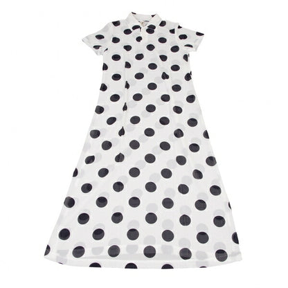 COMME des GARCONS Polka Dot Sheer Dress White Black Size M
