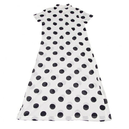 COMME des GARCONS Polka Dot Sheer Dress White Black Size M