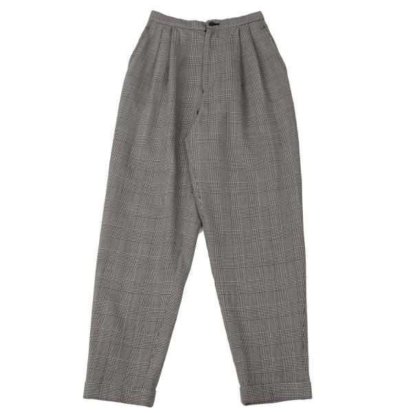 COMME des GARCONS Wool Check Tuck Pants Black Size S