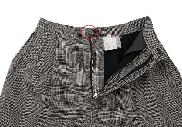 COMME des GARCONS Wool Check Tuck Pants Black Size S