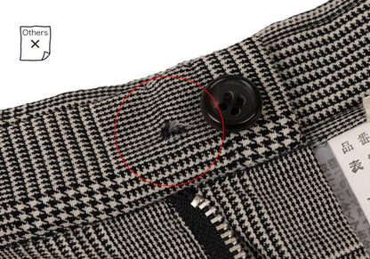 COMME des GARCONS Wool Check Tuck Pants Black Size S