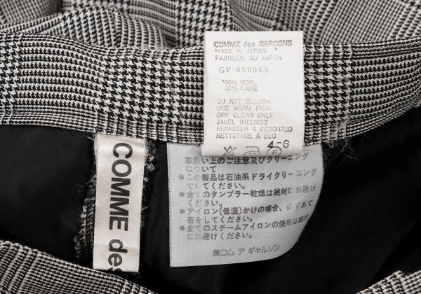COMME des GARCONS Wool Check Tuck Pants Black Size S