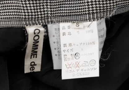 COMME des GARCONS Wool Check Tuck Pants Black Size S