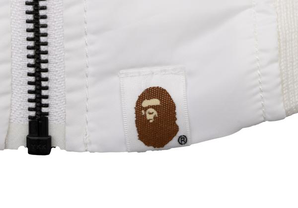A BATHING APE BAPE Logo Print MA-1 Jacket White Size S