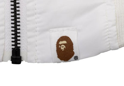 A BATHING APE BAPE Logo Print MA-1 Jacket White Size S