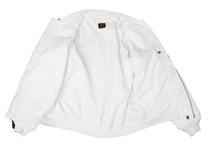 A BATHING APE BAPE Logo Print MA-1 Jacket White Size S