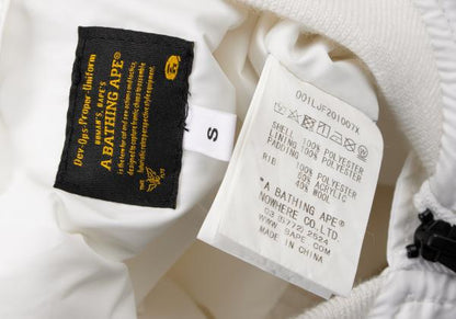 A BATHING APE BAPE Logo Print MA-1 Jacket White Size S