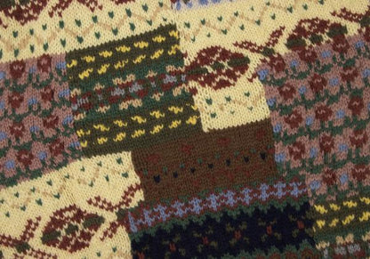 Papas Patchwork Hand Knit Sweater Yellow Multi Size L