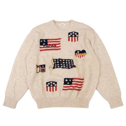 Papas Wool Stars & Stripes Knit Sweater White Size L