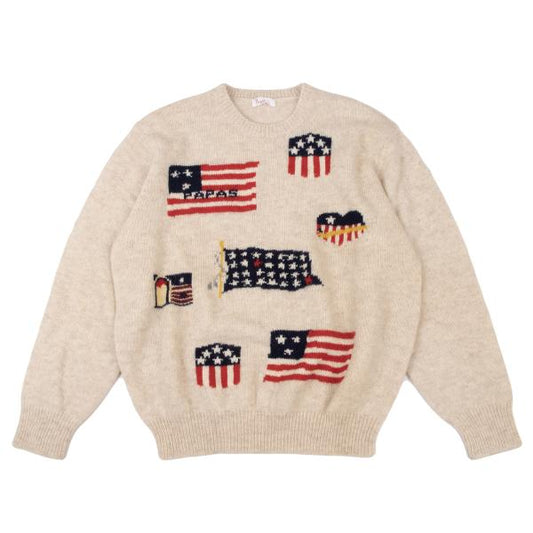 Papas Wool Stars & Stripes Knit Sweater White Size L