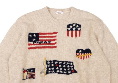 Papas Wool Stars & Stripes Knit Sweater White Size L