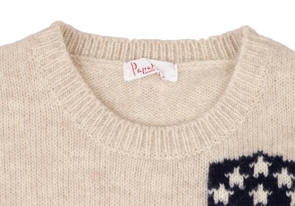 Papas Wool Stars & Stripes Knit Sweater White Size L