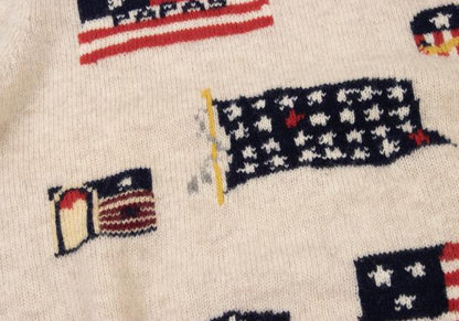 Papas Wool Stars & Stripes Knit Sweater White Size L