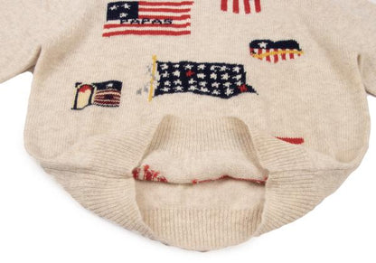 Papas Wool Stars & Stripes Knit Sweater White Size L