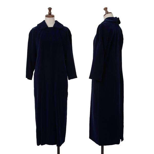 COMME des GARCONS Velour Round Collar Maxi Dress Blue Size S