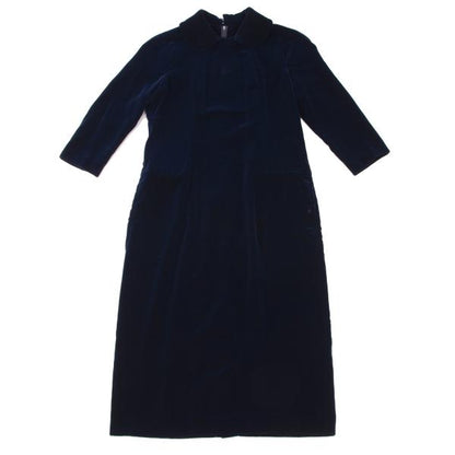 COMME des GARCONS Velour Round Collar Maxi Dress Blue Size S