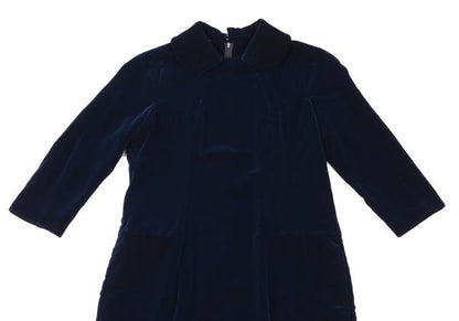 COMME des GARCONS Velour Round Collar Maxi Dress Blue Size S