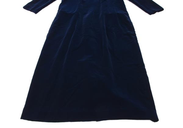 COMME des GARCONS Velour Round Collar Maxi Dress Blue Size S