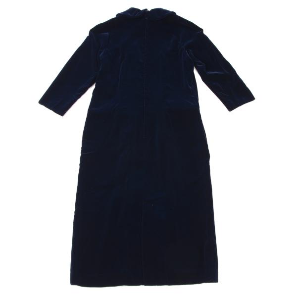 COMME des GARCONS Velour Round Collar Maxi Dress Blue Size S