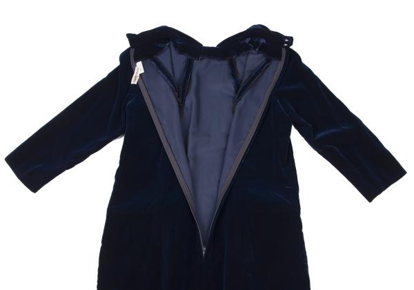 COMME des GARCONS Velour Round Collar Maxi Dress Blue Size S