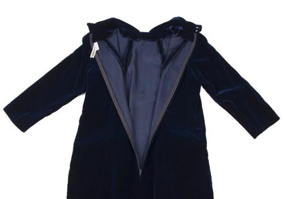 COMME des GARCONS Velour Round Collar Maxi Dress Blue Size S