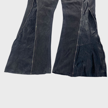 REMAKE Reconstructed Denim x Leather Zip Flare Pants Size 32