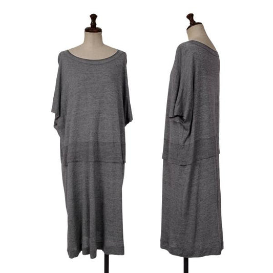 ISSEY MIYAKE HaaT Rayon Silk Layered 1/2 Dress Gray Size 2